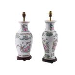 TWO SIMILAR MODERN CHINESE FAMILLE VERTE STYLE TABLE LAMPS