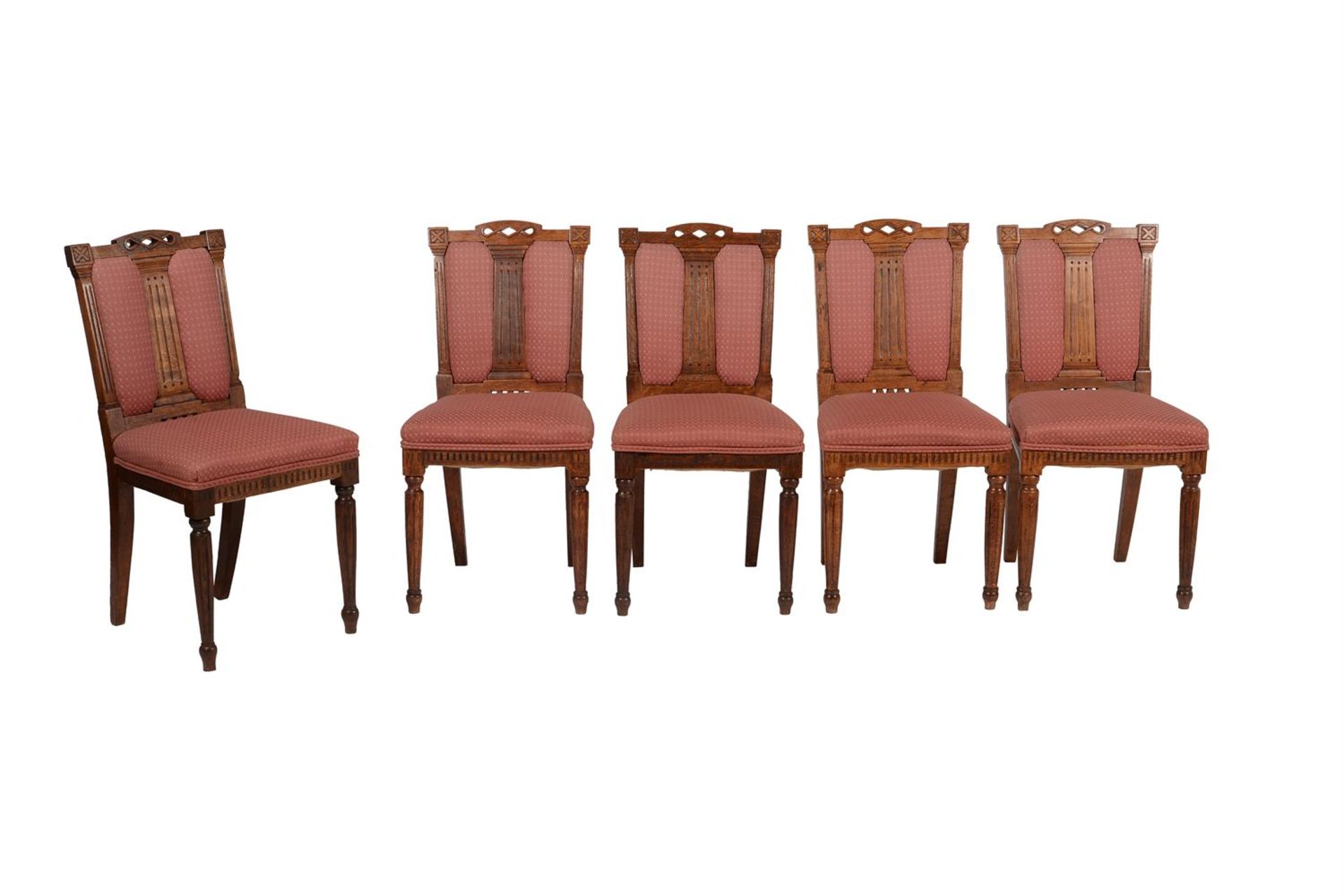 A SET OF NINE LATE VICTORIAN OAK DINING CHAIRS - Bild 2 aus 3