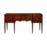 A GEORGE III MAHOGANY SERPENTINE FRONTED SIDEBOARD