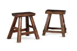 A NEAR PAIR OF WALNUT JOINT STOOLS