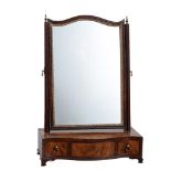 A GEORGE II MAHOGANY AND PARCEL GILT DRESSING TABLE MIRROR