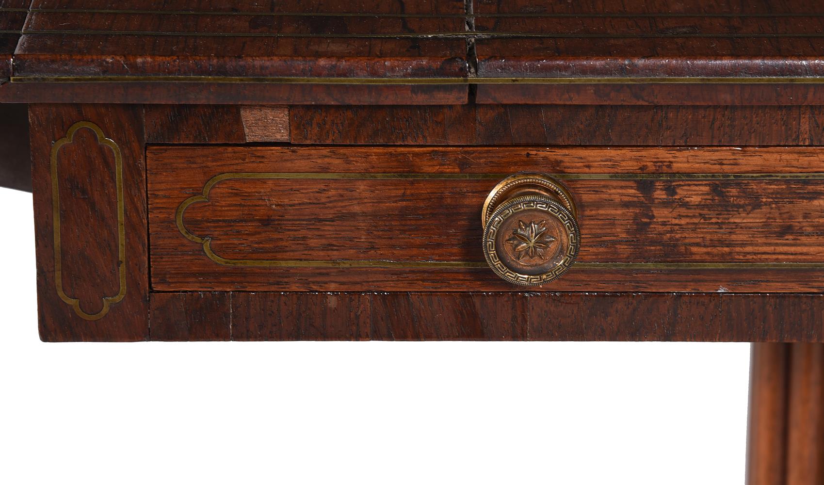 Y A REGENCY ROSEWOOD AND BRASS STRUNG PEMBROKE WORK TABLE - Image 5 of 6