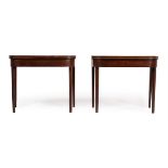 A PAIR OF GEORGE III MAHOGANY AND INLAID TEA TABLES
