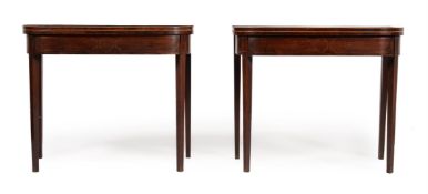 A PAIR OF GEORGE III MAHOGANY AND INLAID TEA TABLES