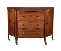 A GEORGE III MAHOGANY SEMI-ELLIPTICAL COMMODE