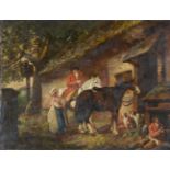 FOLLOWER OF GEORGE MORLAND, FIGURES BEFORE A INN