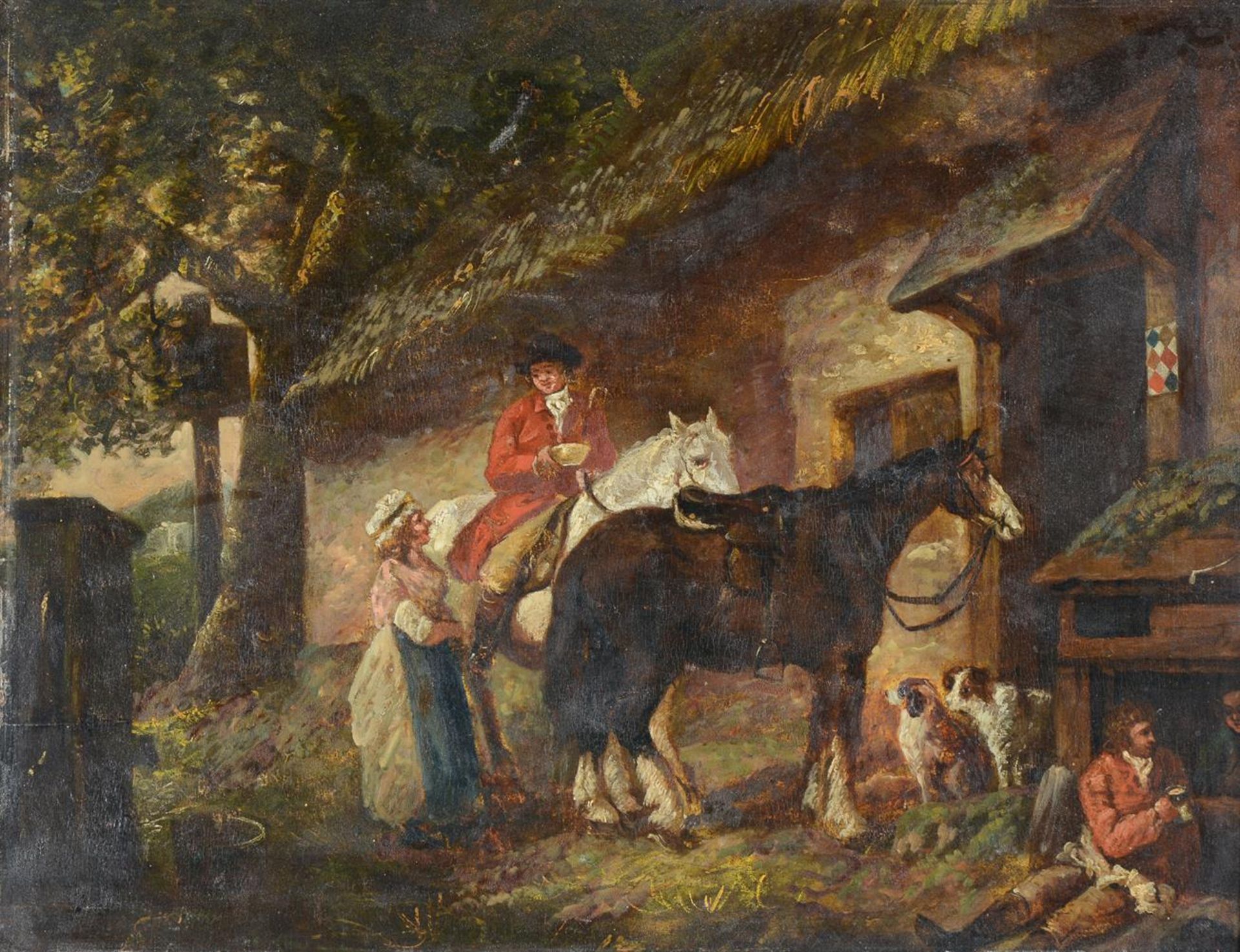 FOLLOWER OF GEORGE MORLAND, FIGURES BEFORE A INN