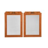 Y A PAIR OF SATINWOOD AND TULIPWOOD BANDED WALL MIRRORS
