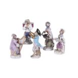 FIVE MEISSEN MONKEY BAND FIGURES