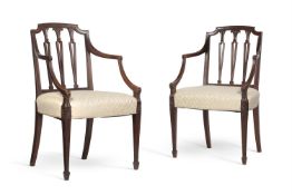 A PAIR OF GEORGE III MAHOGANY ARMCHAIRS