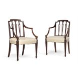 A PAIR OF GEORGE III MAHOGANY ARMCHAIRS