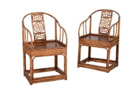 A PAIR OF CHINESE BAMBOO ARMCHAIRS