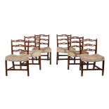 A SET OF SIX GEORGE III MAHOGANY 'SHORT' LADDER BACK SIDE CHAIRS