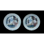 A PAIR OF ENGLISH DELFT POLYCHROME PLATES