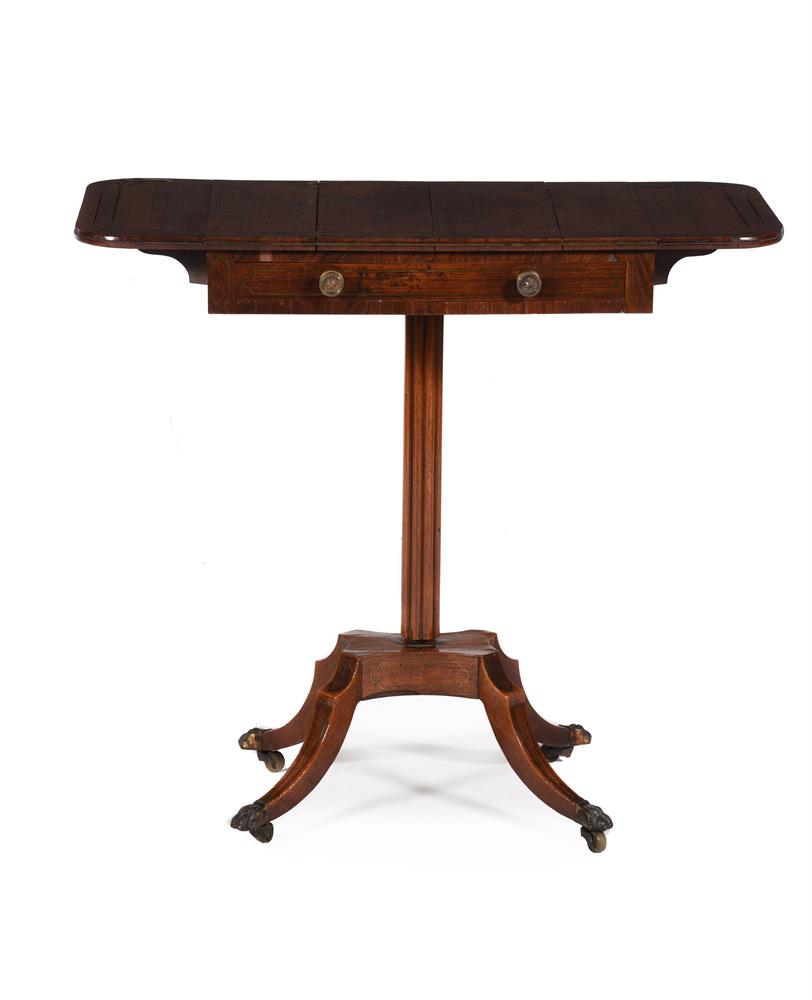Y A REGENCY ROSEWOOD AND BRASS STRUNG PEMBROKE WORK TABLE - Image 2 of 6
