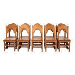 A SET OF TEN OAK DINING CHAIRS, OF 17TH CENTURY 'DERBYSHIRE' TYPE