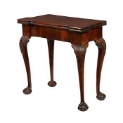 A GEORGE II MAHOGANY FOLDING CARD TABLE