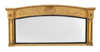 A GEORGE IV GILTWOOD AND COMPOSITION OVERMANTEL WALL MIRROR