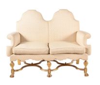 A GILTWOOD TWO SEAT SOFA IN LATE 17TH CENTURY STYLE