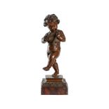 ETIENNE HENRI DUMAIGE (FRENCH 1830-1888), A BRONZE MODEL OF A CHERUB