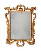 A GILTWOOD WALL MIRROR