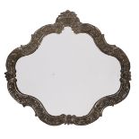 AN EMBOSSED SILVER PLATED WALL MIRRORPROBABLY CONTINENTAL