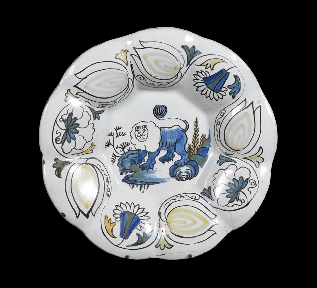 A DUTCH DELFT POLYCHROME 'TULIP CHARGER'