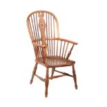 A CHESTNUT, ELM AND ASH WINDSOR ARMCHAIR