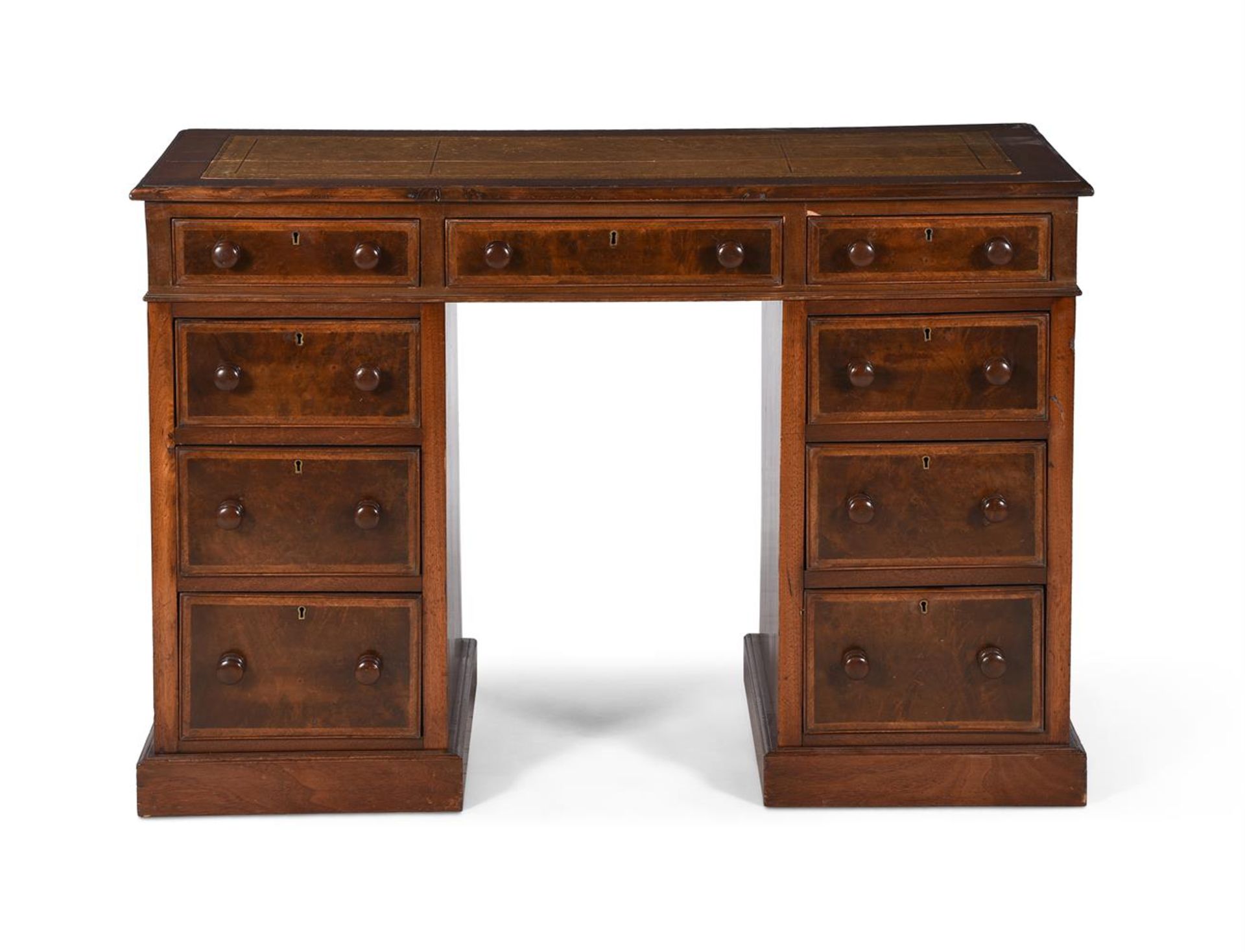 A MAHOGANY TWIN PEDESTAL DESK