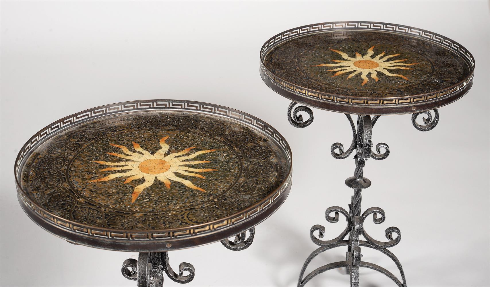 A PAIR OF SIMULATED MOSAIC AND INLAID OCCASIONAL TABLES - Image 2 of 2