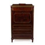 A CONTINENTAL MAHOGANY AND GILT BRASS SECRETAIRE A ABATTANT
