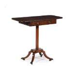 Y A REGENCY ROSEWOOD AND BRASS STRUNG PEMBROKE WORK TABLE