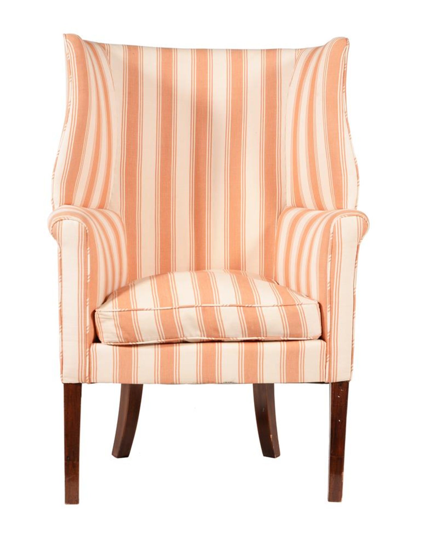 A MAHOGANY AND UPHOLSTERED WING ARMCHAIR IN GEORGE II STYLE - Bild 2 aus 2