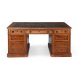 A MAHOGANY PARTNER'S PEDESTAL DESK