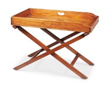 A MAHOGANY BUTLER'S TRAY ON STAND