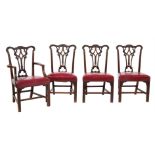 A SET OF TEN MAHOGANY DINING CHAIRS IN GEORGE III STYLE