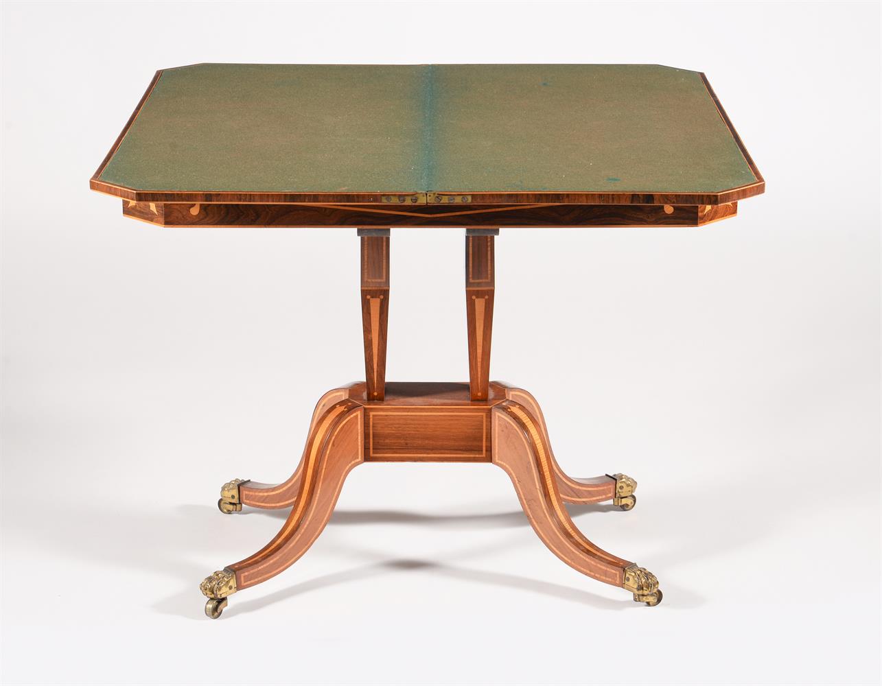 Y A GEORGE III ROSEWOOD AND SATINWOOD BANDED CARD TABLE - Image 3 of 3