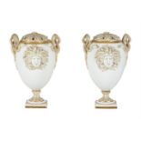 A PAIR OF MEISSEN SNAKE HANDLED AND MEDUSA MASK POT-POURRI VASES AND PIERCED COVERS