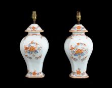 A PAIR OF MODERN FRENCH FAIENCE TABLE LAMPS