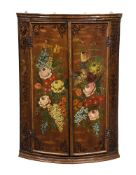 A POLYCHROME PAINTED CORNER CABINET
