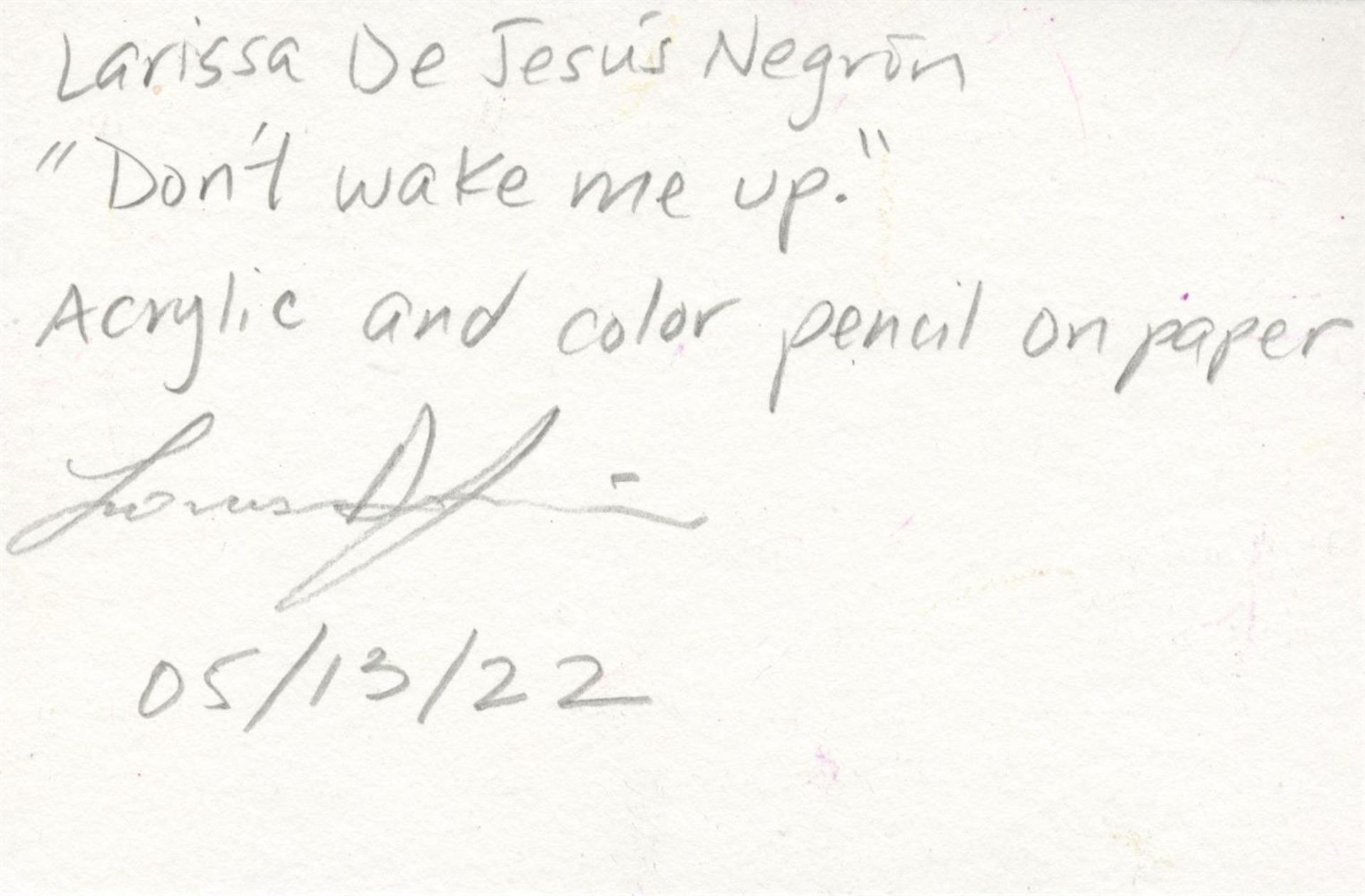 Larissa De Jesús Negrón, Don't Wake Me Up, 2022 - Image 2 of 3