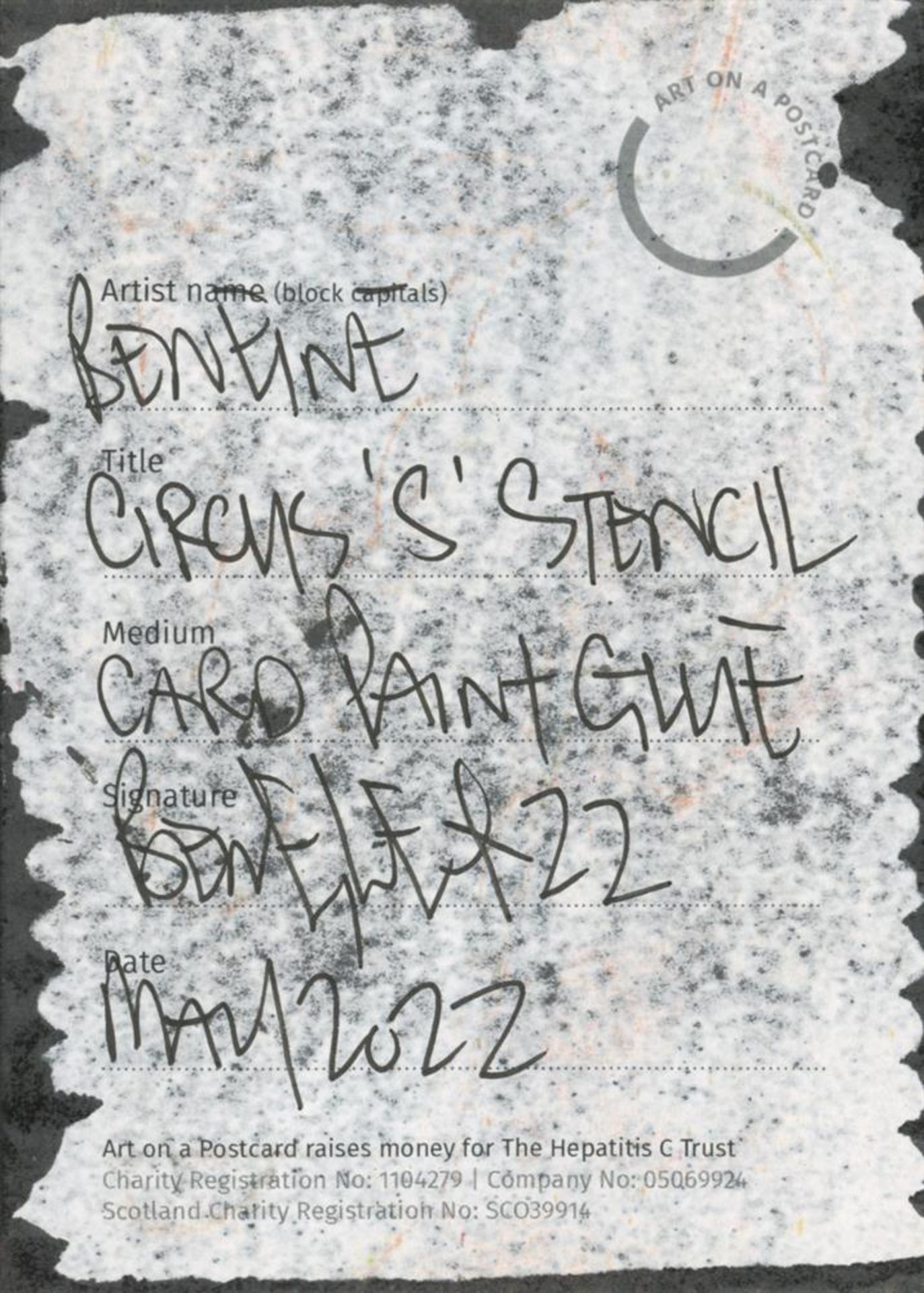 Ben Eine, Circus 'S' Stencil Card, 2022 - Image 2 of 3