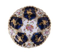 A CHELSEA BLUE-GROUND AND GILT PLATE, CIRCA 1765