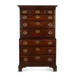 A GEORGE III MAHOGANY AND OAK CHEST ON CHEST, CIRCA 1780