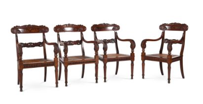 A SET OF FOUR WILLIAM IV MAHOGANY ARMCHAIRS, IN THE MANNER OF GILLOWS, CIRCA 1835