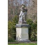 A CARVED MARBLE FIGURE OF A GENTLEMAN HOLDING A BOOK, DUTCH, 19TH CENTURY