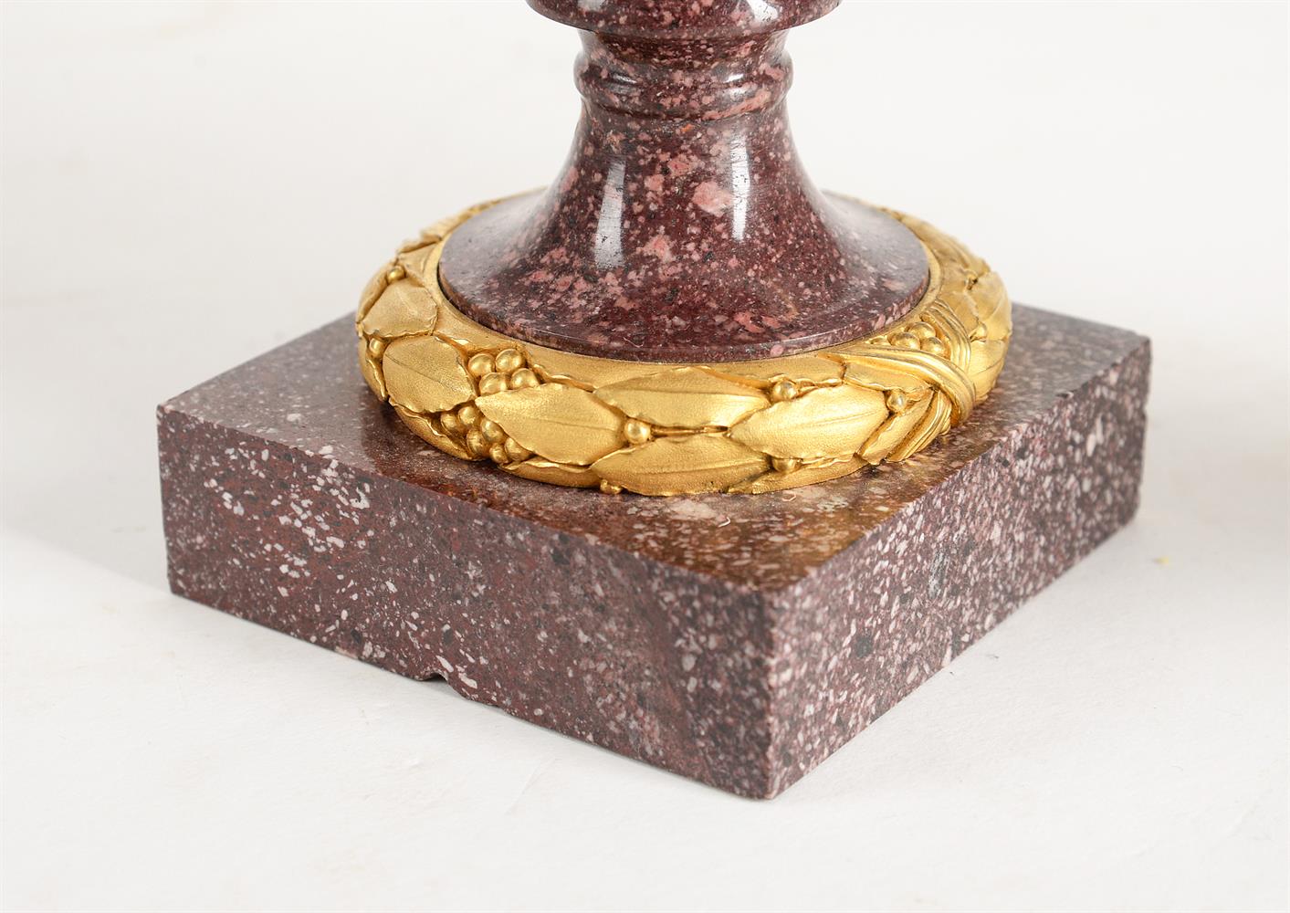 A PAIR OF FRENCH PORPHYRY AND ORMOLU MOUNTED LIDDED VASES, IN NEOCLASSICAL STYLE - Image 8 of 8