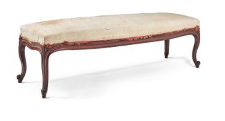 A MAHOGANY AND UPHOLSTERED STOOL, SECOND QUARTER 19TH CENTURY