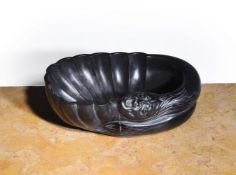 A CARVED BLACK MARBLE BOWL OR LABRUM, ITALIAN, 18TH CENTURY