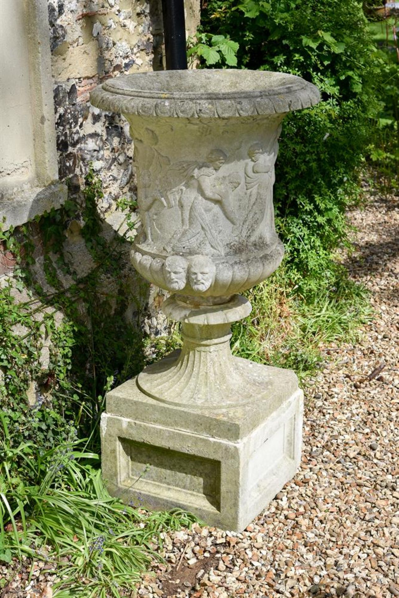 A CAST STONE GARDEN JARDINIERE IN THE FORM OF THE BORGHESE VASE, LATE 20TH CENTURY